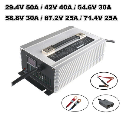 BAYADOU 2000W 24V 50A 36V 40A 48V 30A 60V 25A Lithium Charger 7S 29.4V 10S 42V 13S 54.6V 14S 58.8V 16S 67.2V 17S 71.4V Golf Cart Forklift Energy Storage RV Boat UPS AGV Battery Charger