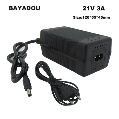 BAYADOU 21V 6A 3A Lithium Fast Charger 18V 18.5V 5S 30AH 40AH Li-ion Electric tool battery Charger DC Connector