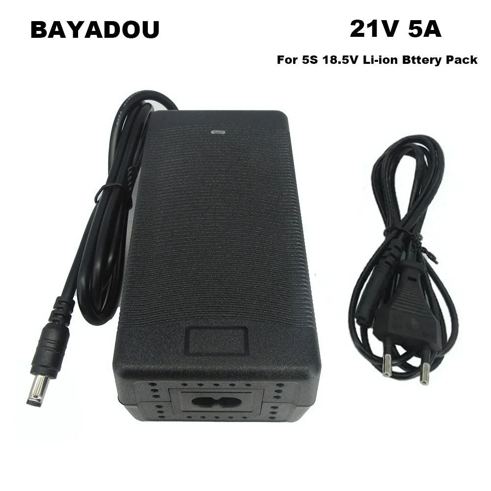 BAYADOU 21V 5A Lithium Fast Charger 18V 18.5V 5S 20AH Li-ion Electric tool battery Charger DC Connector