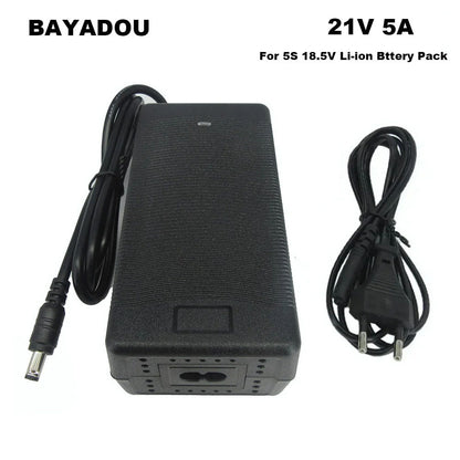 BAYADOU 21V 5A Lithium Fast Charger 18V 18.5V 5S 20AH Li-ion Electric tool battery Charger DC Connector