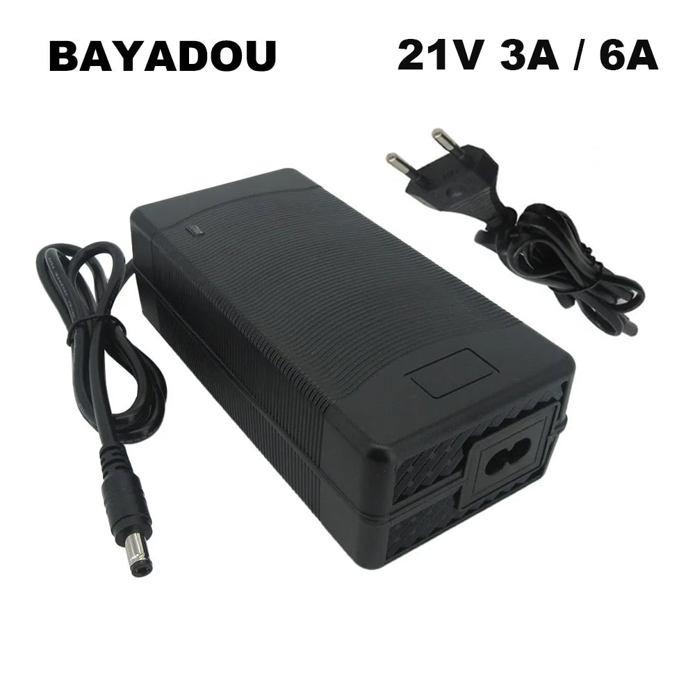 BAYADOU 21V 6A 3A Lithium Fast Charger 18V 18.5V 5S 30AH 40AH Li-ion Electric tool battery Charger DC Connector
