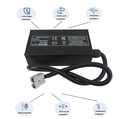 BAYADOU 25.2V 20A Li-ion 6S Battery Fast Charger 21.6V 22.2V Lithium RV Golf Cart Energy Storage UPS Charger XT90 SB50