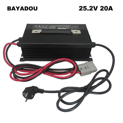 BAYADOU 25.2V 40A Li-ion Battery Fast Charger 6S 21.6V 22.2V Lithium Golf Cart Forklift RV Energy Storage Touring Car Charger Copper Nose 1500W Powerful 110v / 220v