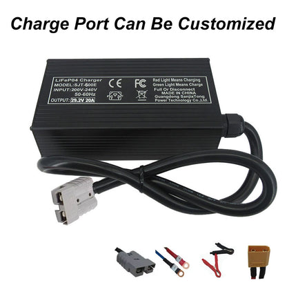 BAYADOU 24V 20A LiFePO4 Battery Fast Charger 8S 29.2V 24 Volt LFP RV Iron Phosphate Energy Storage Chargers SB50 XT90 Copper Nose