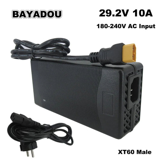 8S 29.2V 10A Lifepo4 LFP Battery Charger 24V Lithium Iron Phosphate Energy Storage Fast Chargers XT60 charge port With Fan