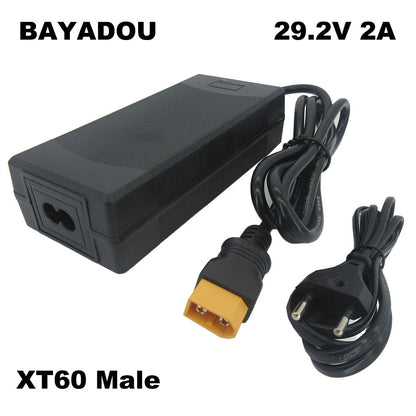 29.2V 2A Lifepo4 Charger 8S 24V 25.6V Iron Phosphate LFP 10AH 20AH Electric Bike scooter Battery Charger XT60 DC Connector