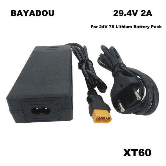 29.4V 2A Lithium Charger 7S 24V li-ion 10AH 12AH 15AH 20AH Electric Bike scooter Tool Battery Charger XT60 DC Connector