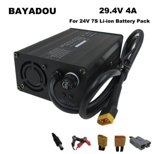 BAYADOU 29.4V 4A Li-ion Fast Charger 24V 7S Lithium Electric boat Bike UPS Solar System battery Charger 120W Powerful CE ROHS