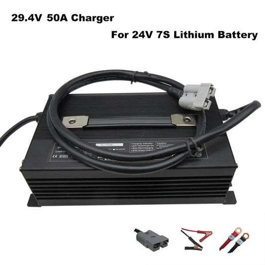 BAYADOU 2000W 29.4V 50A Lithium Fast Charger For 24V 7S Li ion RV Forklift Energy Storage Solar System Battery Chargers