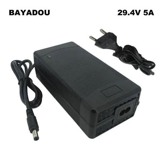 BAYADOU 24V 5A Li-ion Fast Charger 7S 29.4V Lithium Electric Bike Scooter Battery Charger DC Connector With Fan