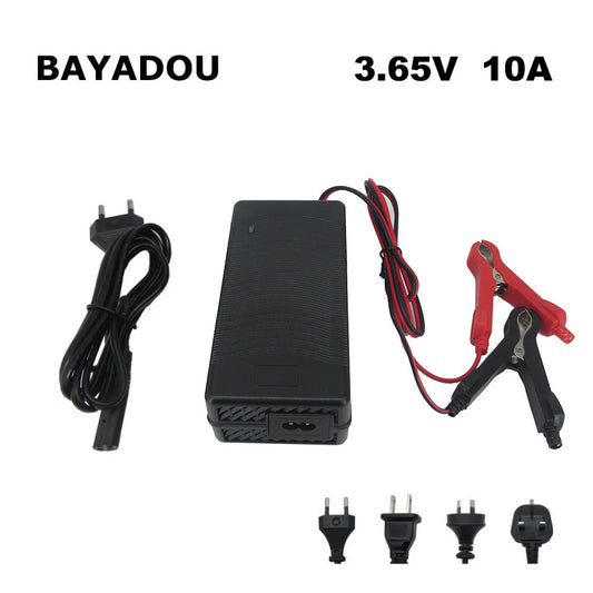 3.65V 10A Lifepo4 Fast Charger 1S 3.2V 3.3V 30AH 50AH LFP Energy Storage Solar Iron Phosphate RV Battery Cell Smart Charger 3.65 Volt With Fan