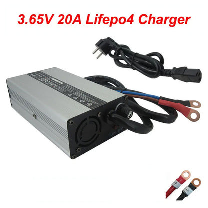 3.65V 20A Lifepo4 Fast Charger 1S 3.2V 3.3V 100AH 200AH LFP Energy Storage Solar Lithium Iron Phosphate RV Battery Cell Smart Charger 3.65 Volt
