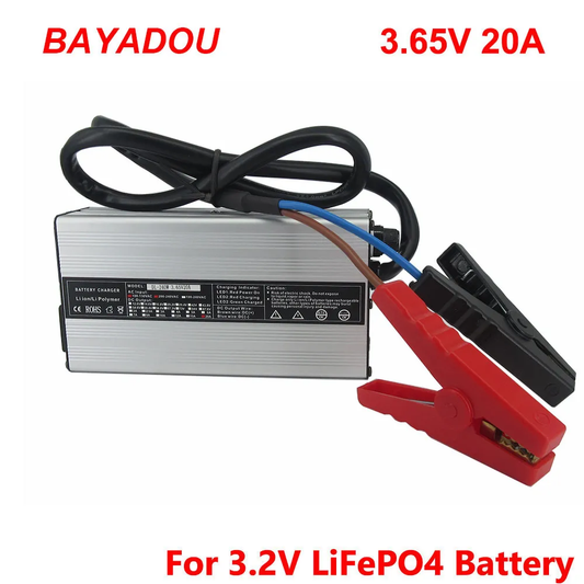 3.65V 10A 20A Lifepo4 Fast Charger 1S 3.2V 3.3V 100AH 200AH LFP Energy Storage Solar Iron Phosphate RV Battery Cell Smart Charger 3.65 Volt