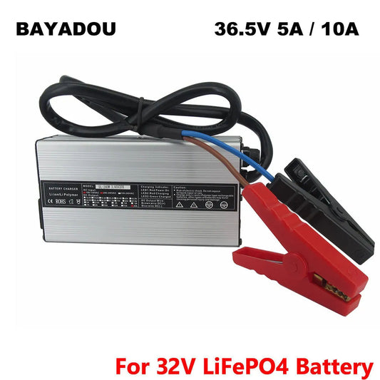 36.5V 5A 10A Lifepo4 Fast Charger 10S 32V 33V 10A LFP Electric Bike Scooter Solar Iron Phosphate RV Battery Pack Smart Charger 36.5 Volt
