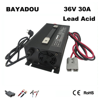 BAYADOU 1500W 36V 30A lead acid Battery Fast Charger 36Volt Golf Cart Forklift RV Energy Storage Touring Car Charger Copper Nose 1500W Powerful 110V / 220V