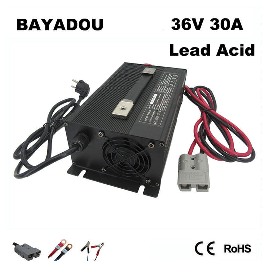 BAYADOU 1500W 36V 30A lead acid Battery Fast Charger 36Volt Golf Cart Forklift RV Energy Storage Touring Car Charger Copper Nose 1500W Powerful 110V / 220V