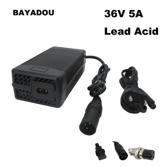 BAYADOU 36 Volt 5A Lead Acid Electric Bike Bicycle Scooter Battery Charger 43.2V 5A XLRM Connector For 36V Wheelchair Fast Charger
