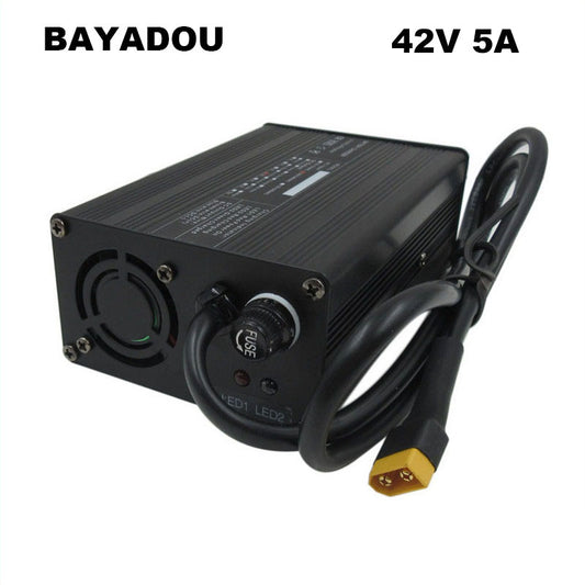 BAYADOU 240W 42V 36V 5A Li-ion Fast Charger For 36 Volt 10S Lithium 30AH 50AH Ebike Golf Cart Forklift Battery Charger XT60 XT90 Connector