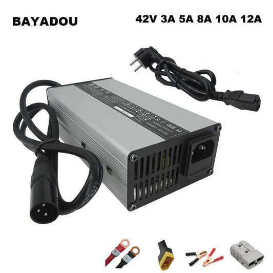 BAYADOU 500W 42V 36V 10A 5A 3A 8A 12A Li-ion Fast Charger For 36 Volt 10S Lithium E-Bike E-Scooter Golf Cart Forklift Battery Charger