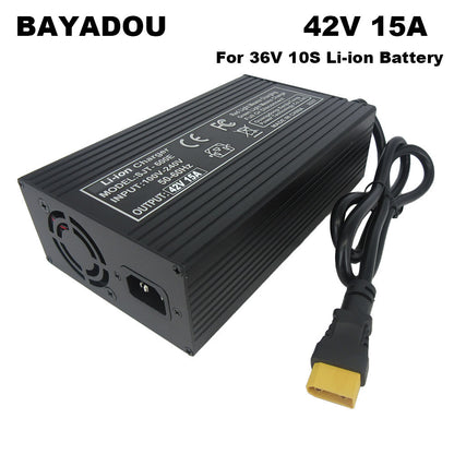 BAYADOU 42V 15A Li-ion Fast Charger 36V 37V 10S Lithium RV Golf Cart Energy Storage UPS Solar System Charger XT90 SB50 220V Input