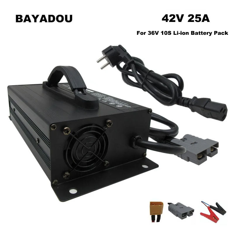 BAYADOU 1200W 42V 25A LI-ION Battery Fast Charger 36V 10S Lithium Golf Cart Forklift RV Energy Storage Touring Car Charger