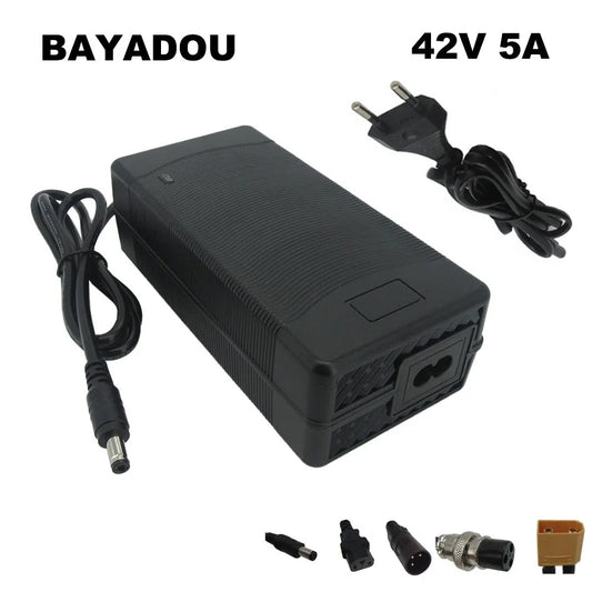 BAYADOU 42V 4A Li-ion Fast Charger 10S 36V 36 Volt Lithium Electric Bike Scooter Battery Charger DC XLRM GX16 Connector With Fan
