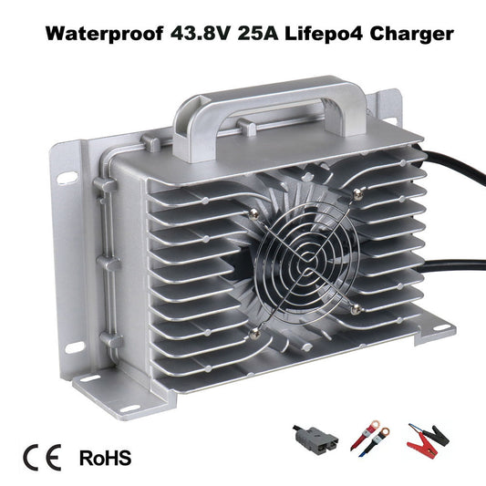 BAYADOU 1200W Waterproof 43.8V 25A LiFePO4 Charger for 36V 12S LFP Iron Phosphate Energy storage Touring Car RV Smart Fast Chargers IP67