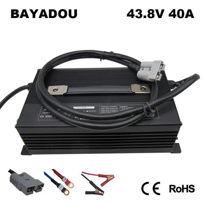 BAYADOU 43.8V 40A LiFePO4 Battery Fast Charger For 12S 36V LFP Iron Phosphate Golf Cart Forklift RV Energy Storage Charger Copper Nose 2000W Powerful