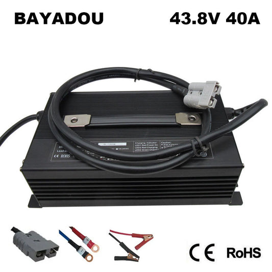 BAYADOU 43.8V 40A LiFePO4 Battery Fast Charger For 12S 36V LFP Iron Phosphate Golf Cart Forklift RV Energy Storage Charger Copper Nose 2000W Powerful