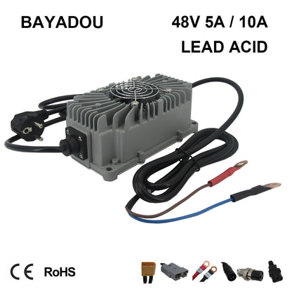 Waterproof 48V 5A 10A Lead Acid Ebike Battery Fast Charger 48 Volt 58.8V Electric Bike Bicycle Smart Chargers
