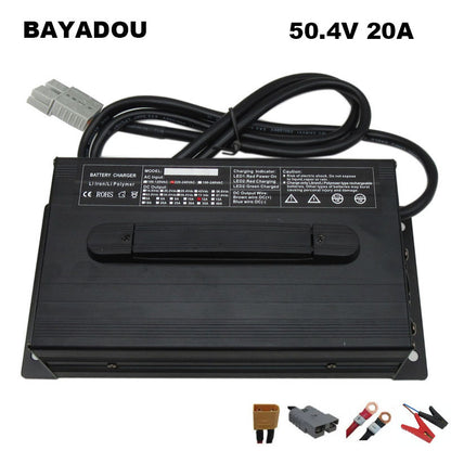 BAYADOU 50.4V 20A LI-ION Battery Fast Charger 44.4V 12S Lithium Golf Cart Forklift RV Energy Storage Charger Copper Nose