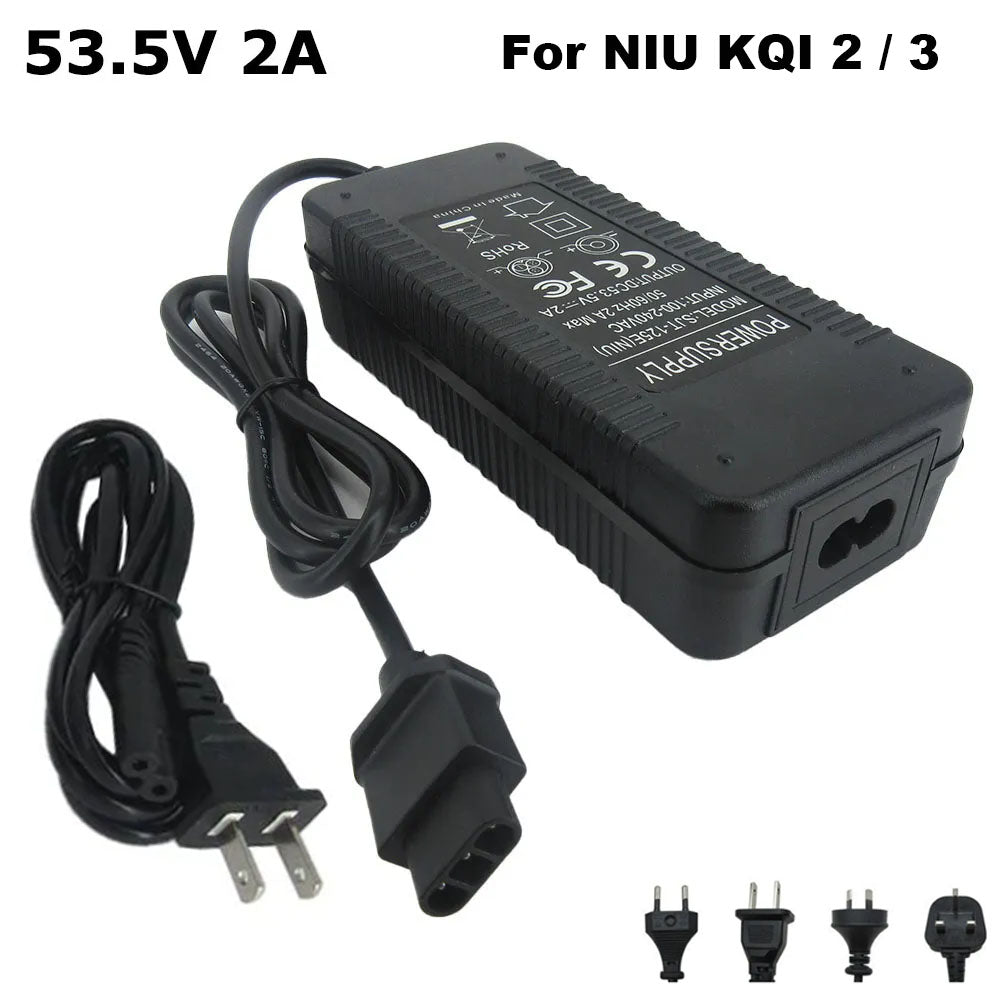 53.5V 2A Lithium ion Battery Charger for NIU KQI 2 / 3 Charger EU US UK AU Plug