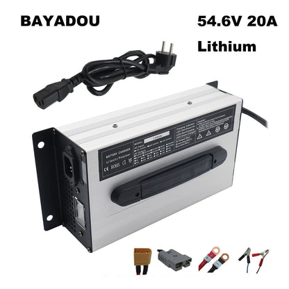 BAYADOU 1200W 54.6V 20A Li-ion Fast Charger 48V 13S Lithium Energy Storage RV UPS Solar System Battery Chargers