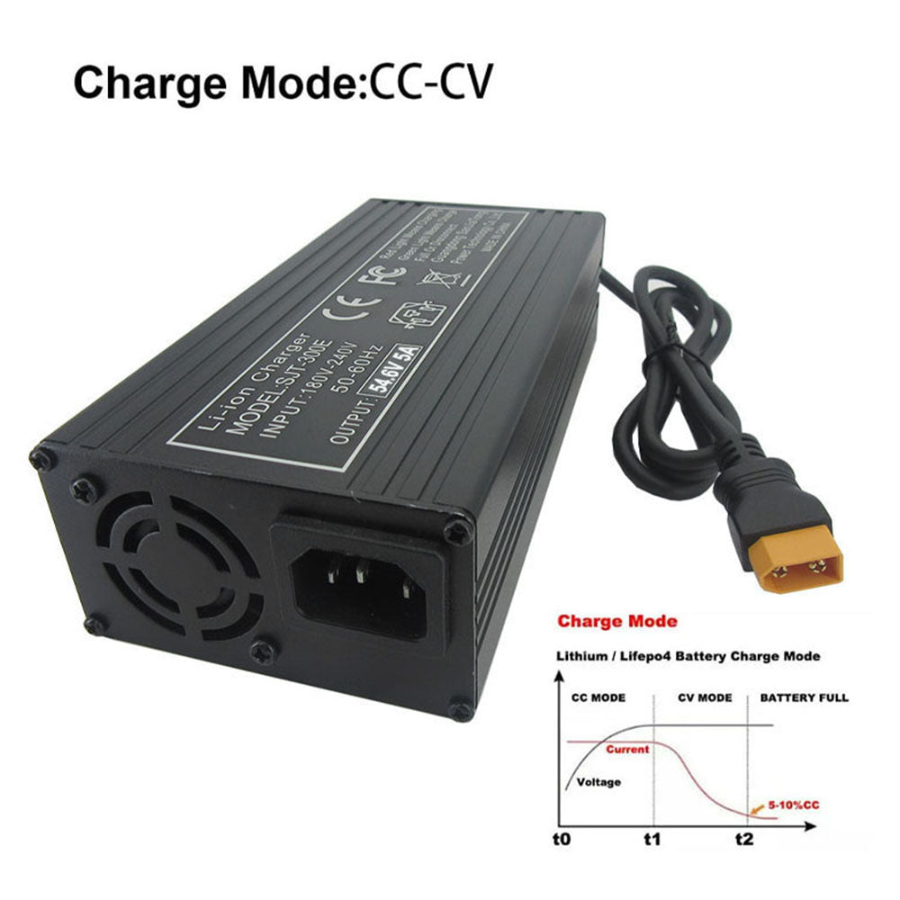 BAYADOU 54.6V 5A Battery Charger Universal Smart Charger for 48V E-Bike Electric Scooter 13S Lithium Battery Aluminum Case XT60 DC XLRM IEC C13