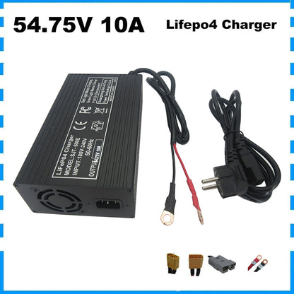 BAYADOU 54.75V 10A LiFePO4 Battery Fast Charger For 48V 15S Iron Phosphate Golf Cart Energy Storage Tricycle Solar Battery Smart Chargers 220V Input