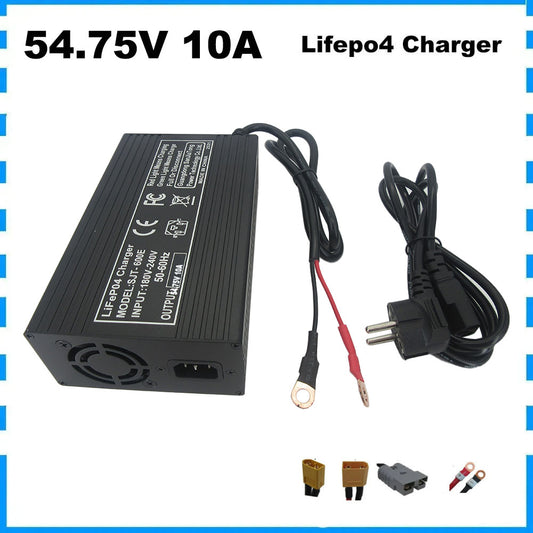 BAYADOU 54.75V 10A LiFePO4 Battery Fast Charger For 48V 15S Iron Phosphate Golf Cart Energy Storage Tricycle Solar Battery Smart Chargers 220V Input