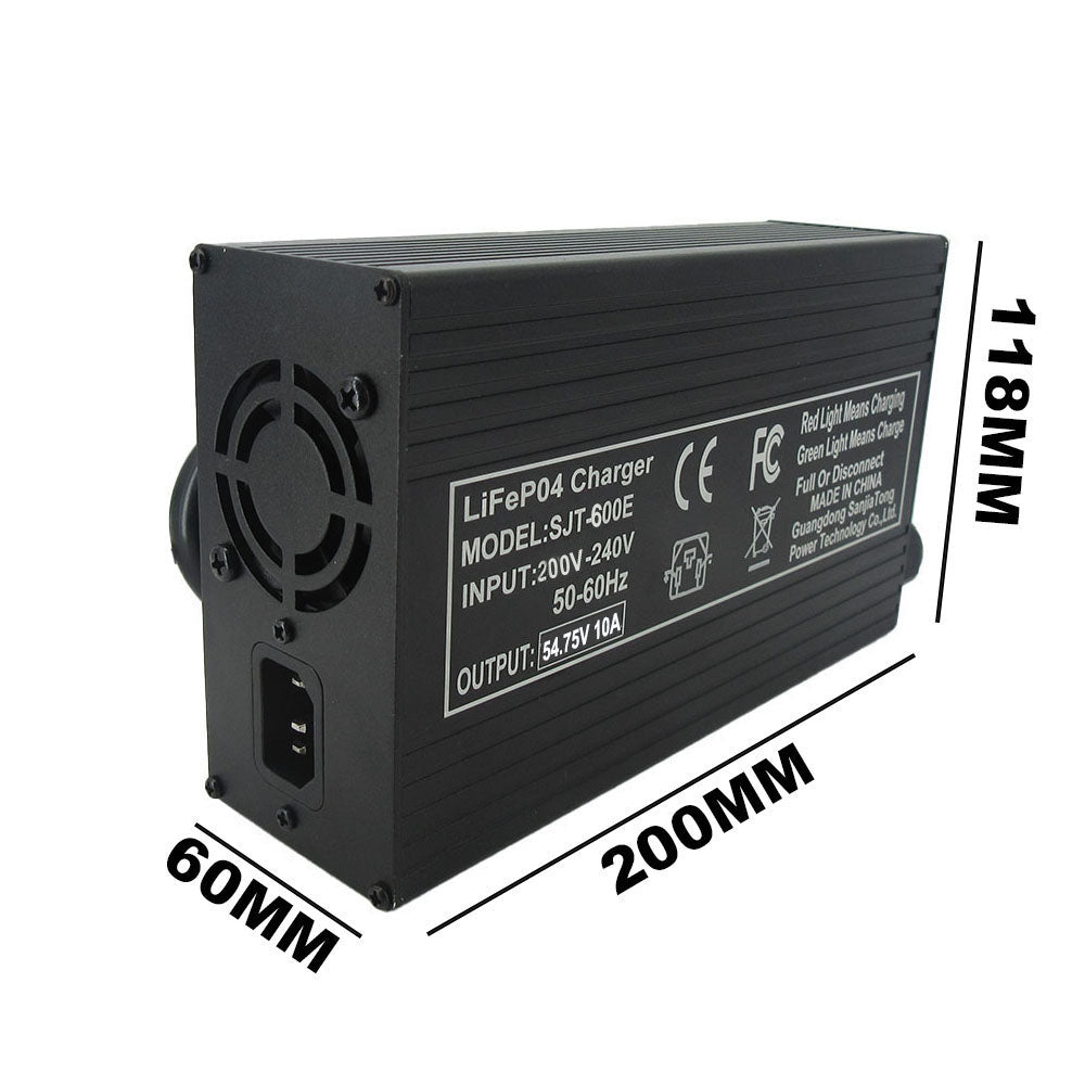 BAYADOU 54.75V 10A LiFePO4 Battery Fast Charger For 48V 15S Iron Phosphate Golf Cart Energy Storage Tricycle Solar Battery Smart Chargers 220V Input