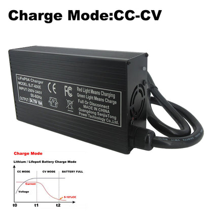 BAYADOU 54.75V 10A LiFePO4 Battery Fast Charger For 48V 15S Iron Phosphate Golf Cart Energy Storage Tricycle Solar Battery Smart Chargers 220V Input