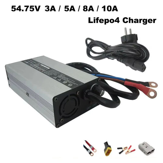 BAYADOU 300W 54.75V 5A LiFePO4 Battery Fast Charger 48V 15S 3A 8A 10A Lithium Iron Phosphate RV Touring Car Energy Storage Charger Copper Nose XT90 XT60
