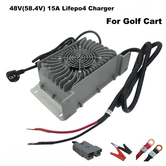 BAYADOU 900W Waterproof 58.4V 15A LiFePO4 Charger 48V 16S LFP Iron Phosphate Smart Fast Chargers Full sealed 110V / 220V Input IP65 IP67