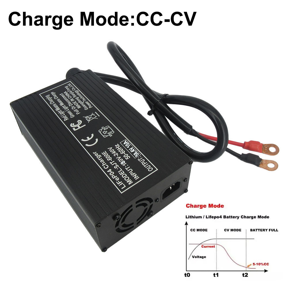 BAYADOU 58.4V 10A LiFePO4 Battery Fast Charger For 48V 16S Iron Phosphate Golf Cart Energy Storage Tricycle Smart Chargers Copper Nose XT90 IEC C13 220V Input