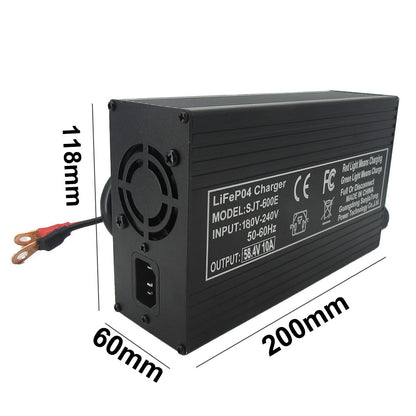 BAYADOU 58.4V 10A LiFePO4 Battery Fast Charger For 48V 16S Iron Phosphate Golf Cart Energy Storage Tricycle Smart Chargers Copper Nose XT90 IEC C13 220V Input