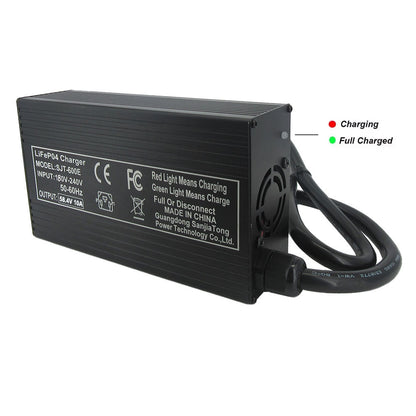 BAYADOU 58.4V 10A LiFePO4 Battery Fast Charger For 48V 16S Iron Phosphate Golf Cart Energy Storage Tricycle Smart Chargers Copper Nose XT90 IEC C13 220V Input