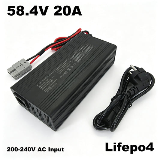 58.4V 20A LiFePO4 Fast Charger For 16S 48V Lithium Iron Phosphate Golf Cart Forklift RV Energy Storage Tricycle Charger s