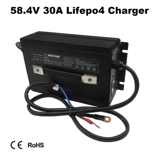 BAYADOU 48V 30A LiFePO4 Battery Fast Charger 16S 58.4V 20A LFP Iron Phosphate Golf Cart Forklift RV Energy Storage Charger Copper Nose 2000W Powerful