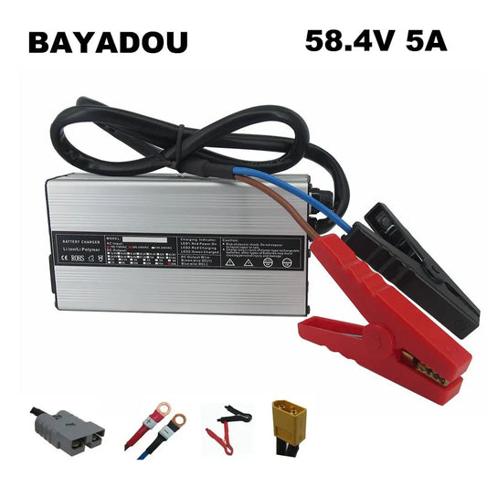 BAYADOU 58.4V 5A LiFePO4 Battery Fast Charger 51.2V 48V 16S Iron Phosphate RV Touring Car Energy Storage Charger Copper Nose XT90 XT60
