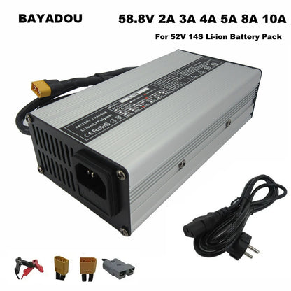 BAYADOU 58.8V 2A 3A 4A 5A 8A 10A Lithium Battery Charger 52V 14S 20AH 30AH 50AH Li ion Energy Storage Ebike Scooter Fast Smart Charger