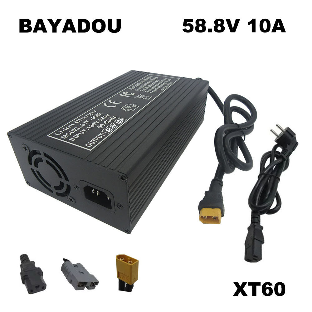 BAYADOU 58.8V 10A Li-ion Fast Charger 52V 51.8V 14S Lithium Ebike Tricycle RV Golf Cart Energy Storage UPS Solar System Charger XT90 SB50 220V Input