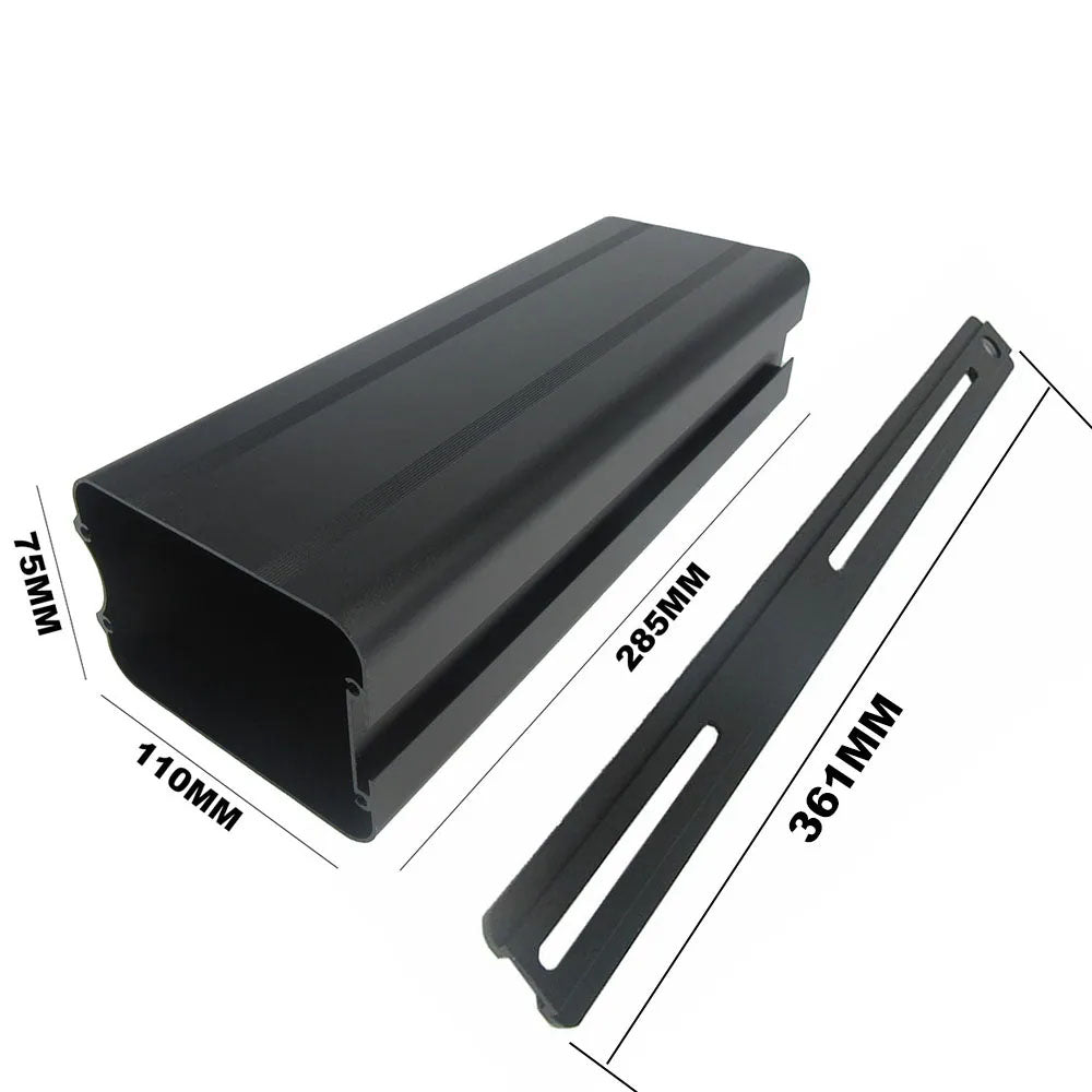 24V 36V 48V Ebike Bicycle Battery Box Case Cover Empty Silver Fish Aluminum Housing Accessories Bottom Discharge Black Color