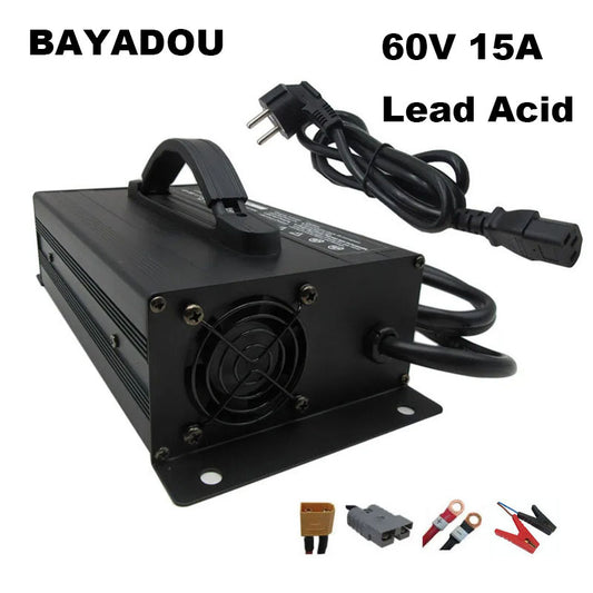 BAYADOU 60V 15A Lead Acid Battery Fast Charger 60 Volt Golf Cart Forklift RV Energy Storage Solar System Charger 73.5V